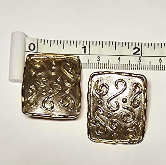 90s high fashion Avon round square S lines textured hammered clip on the - Picture 8 of 8